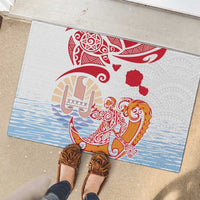 Hawaiki Nui Va'a Solo French Polynesia Rubber Doormat Red Color