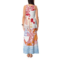 Hawaiki Nui Va'a Solo French Polynesia Tank Maxi Dress Red Color