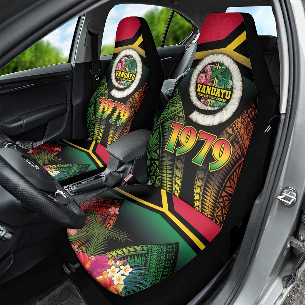 Vanuatu Constitution Day Car Seat Cover Polynesian Tattoo and Pig Tusk Since 1979