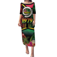 Vanuatu Constitution Day Family Matching Puletasi and Hawaiian Shirt Polynesian Tattoo and Pig Tusk Since 1979