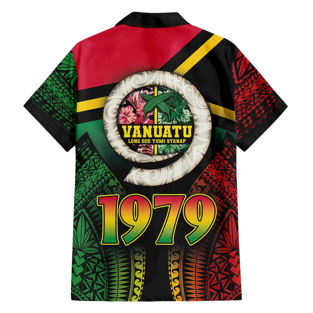 Vanuatu Constitution Day Family Matching Tank Maxi Dress and Hawaiian Shirt Polynesian Tattoo and Pig Tusk Since 1979 LT03 - Polynesian Pride