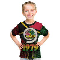 Vanuatu Constitution Day Kid T Shirt Polynesian Tattoo and Pig Tusk Since 1979 LT03 Black - Polynesian Pride