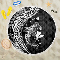 Aloha Hawaii Hammerhead Shark Beach Blanket Black Kakau and Polynesian Tattoo LT03