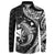 Aloha Hawaii Hammerhead Shark Button Sweatshirt Black Kakau and Polynesian Tattoo LT03