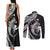 Aloha Hawaii Hammerhead Shark Couples Matching Tank Maxi Dress and Long Sleeve Button Shirt Black Kakau and Polynesian Tattoo LT03