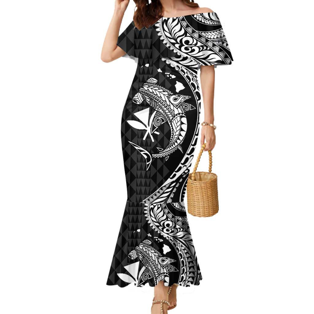 Aloha Hawaii Hammerhead Shark Mermaid Dress Black Kakau and Polynesian Tattoo LT03 Women Black - Polynesian Pride