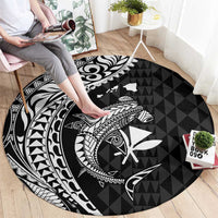 Aloha Hawaii Hammerhead Shark Round Carpet Black Kakau and Polynesian Tattoo LT03 - Polynesian Pride