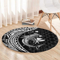 Aloha Hawaii Hammerhead Shark Round Carpet Black Kakau and Polynesian Tattoo LT03 - Polynesian Pride