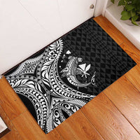 Aloha Hawaii Hammerhead Shark Rubber Doormat Black Kakau and Polynesian Tattoo LT03