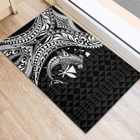 Aloha Hawaii Hammerhead Shark Rubber Doormat Black Kakau and Polynesian Tattoo LT03
