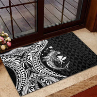 Aloha Hawaii Hammerhead Shark Rubber Doormat Black Kakau and Polynesian Tattoo LT03