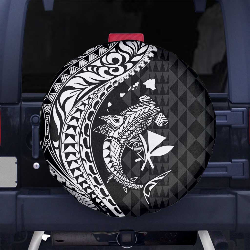 Aloha Hawaii Hammerhead Shark Spare Tire Cover Black Kakau and Polynesian Tattoo LT03