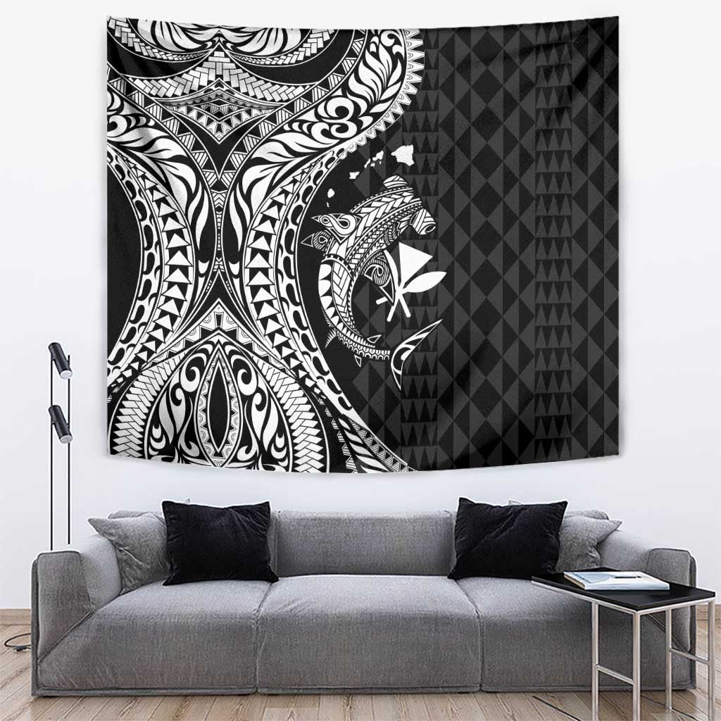 Aloha Hawaii Hammerhead Shark Tapestry Black Kakau and Polynesian Tattoo LT03 Black - Polynesian Pride