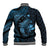 Aloha Hawaii Hammerhead Shark Baseball Jacket Blue Kakau and Polynesian Tattoo LT03
