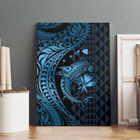 Aloha Hawaii Hammerhead Shark Canvas Wall Art Blue Kakau and Polynesian Tattoo LT03