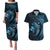 Aloha Hawaii Hammerhead Shark Couples Matching Puletasi and Hawaiian Shirt Blue Kakau and Polynesian Tattoo LT03