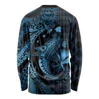 Aloha Hawaii Hammerhead Shark Long Sleeve Shirt Blue Kakau and Polynesian Tattoo LT03 - Polynesian Pride