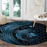 Aloha Hawaii Hammerhead Shark Round Carpet Blue Kakau and Polynesian Tattoo LT03 - Polynesian Pride