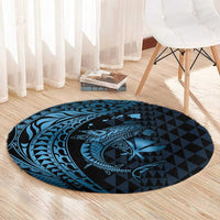 Aloha Hawaii Hammerhead Shark Round Carpet Blue Kakau and Polynesian Tattoo LT03 - Polynesian Pride