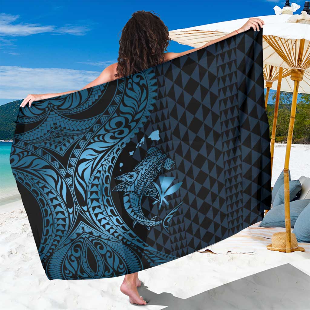 Aloha Hawaii Hammerhead Shark Sarong Blue Kakau and Polynesian Tattoo LT03 One Size 44 x 66 inches Blue - Polynesian Pride