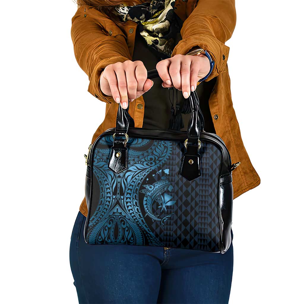 Aloha Hawaii Hammerhead Shark Shoulder Handbag Blue Kakau and Polynesian Tattoo LT03 One Size Blue - Polynesian Pride