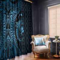 Aloha Hawaii Hammerhead Shark Window Curtain Blue Kakau and Polynesian Tattoo LT03