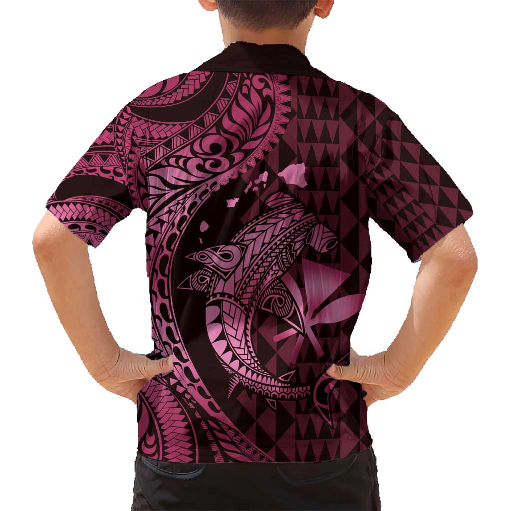 Aloha Hawaii Hammerhead Shark Family Matching Summer Maxi Dress and Hawaiian Shirt Pink Kakau and Polynesian Tattoo LT03 - Polynesian Pride