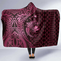 Aloha Hawaii Hammerhead Shark Hooded Blanket Pink Kakau and Polynesian Tattoo LT03 One Size Pink - Polynesian Pride