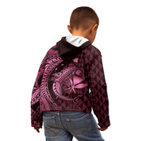 Aloha Hawaii Hammerhead Shark Kid Hoodie Pink Kakau and Polynesian Tattoo LT03