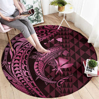 Aloha Hawaii Hammerhead Shark Round Carpet Pink Kakau and Polynesian Tattoo LT03 - Polynesian Pride