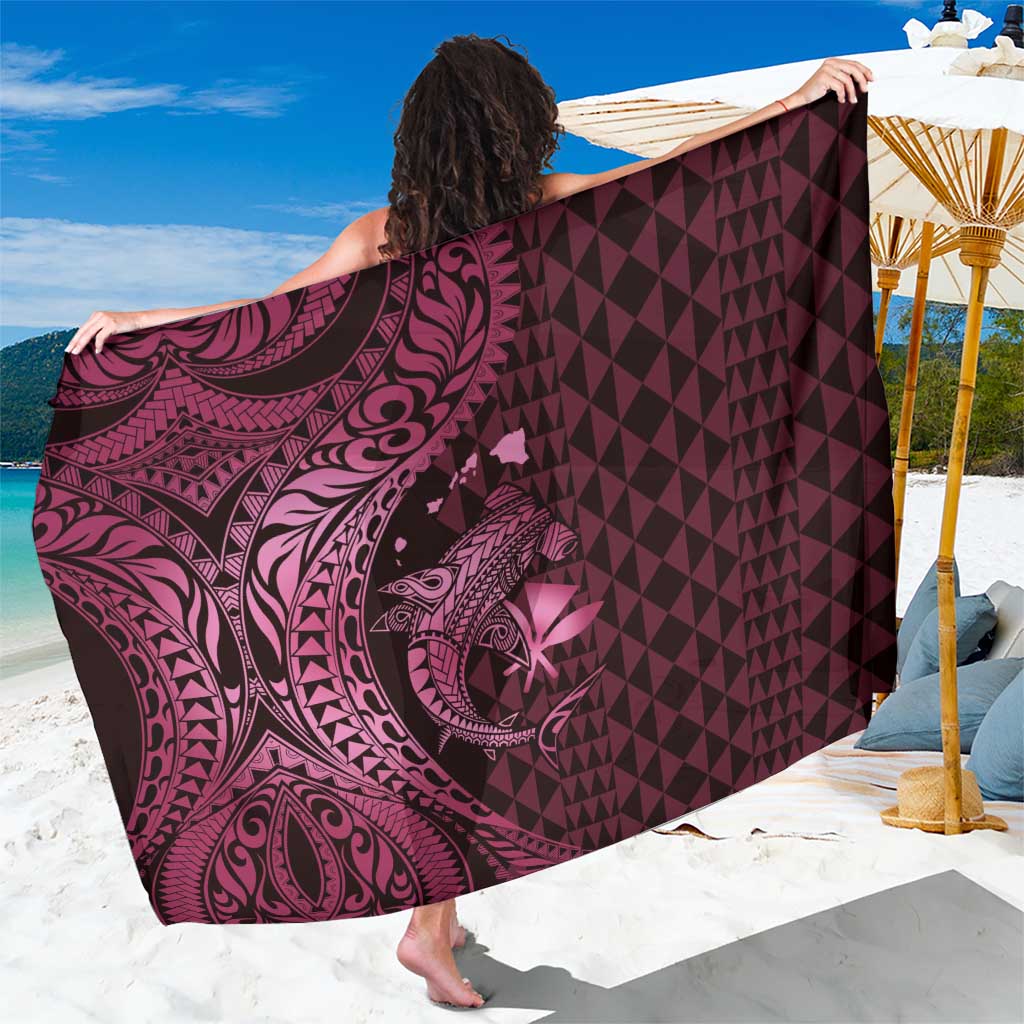 Aloha Hawaii Hammerhead Shark Sarong Pink Kakau and Polynesian Tattoo LT03 One Size 44 x 66 inches Pink - Polynesian Pride