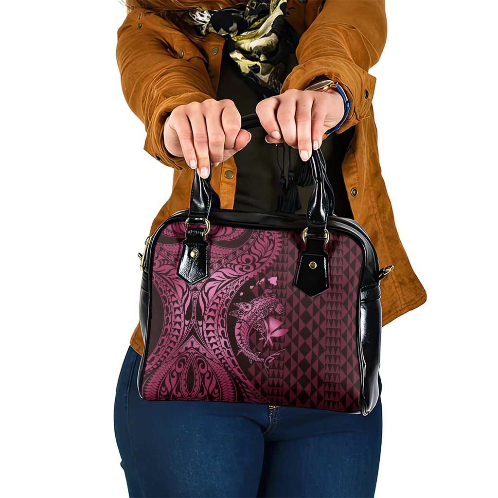 Aloha Hawaii Hammerhead Shark Shoulder Handbag Pink Kakau and Polynesian Tattoo LT03 One Size Pink - Polynesian Pride