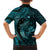 Aloha Hawaii Hammerhead Shark Kid Hawaiian Shirt Turquoise Kakau and Polynesian Tattoo LT03