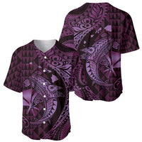 Aloha Hawaii Hammerhead Shark Baseball Jersey Purple Kakau and Polynesian Tattoo LT03 - Polynesian Pride