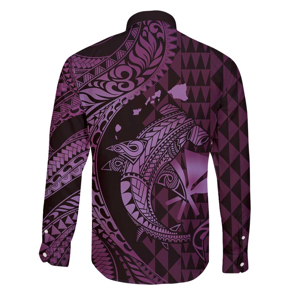 Aloha Hawaii Hammerhead Shark Family Matching Tank Maxi Dress and Hawaiian Shirt Purple Kakau and Polynesian Tattoo LT03 - Polynesian Pride