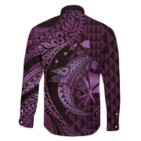 Aloha Hawaii Hammerhead Shark Family Matching Tank Maxi Dress and Hawaiian Shirt Purple Kakau and Polynesian Tattoo LT03 - Polynesian Pride