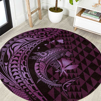 Aloha Hawaii Hammerhead Shark Round Carpet Purple Kakau and Polynesian Tattoo LT03 Purple - Polynesian Pride