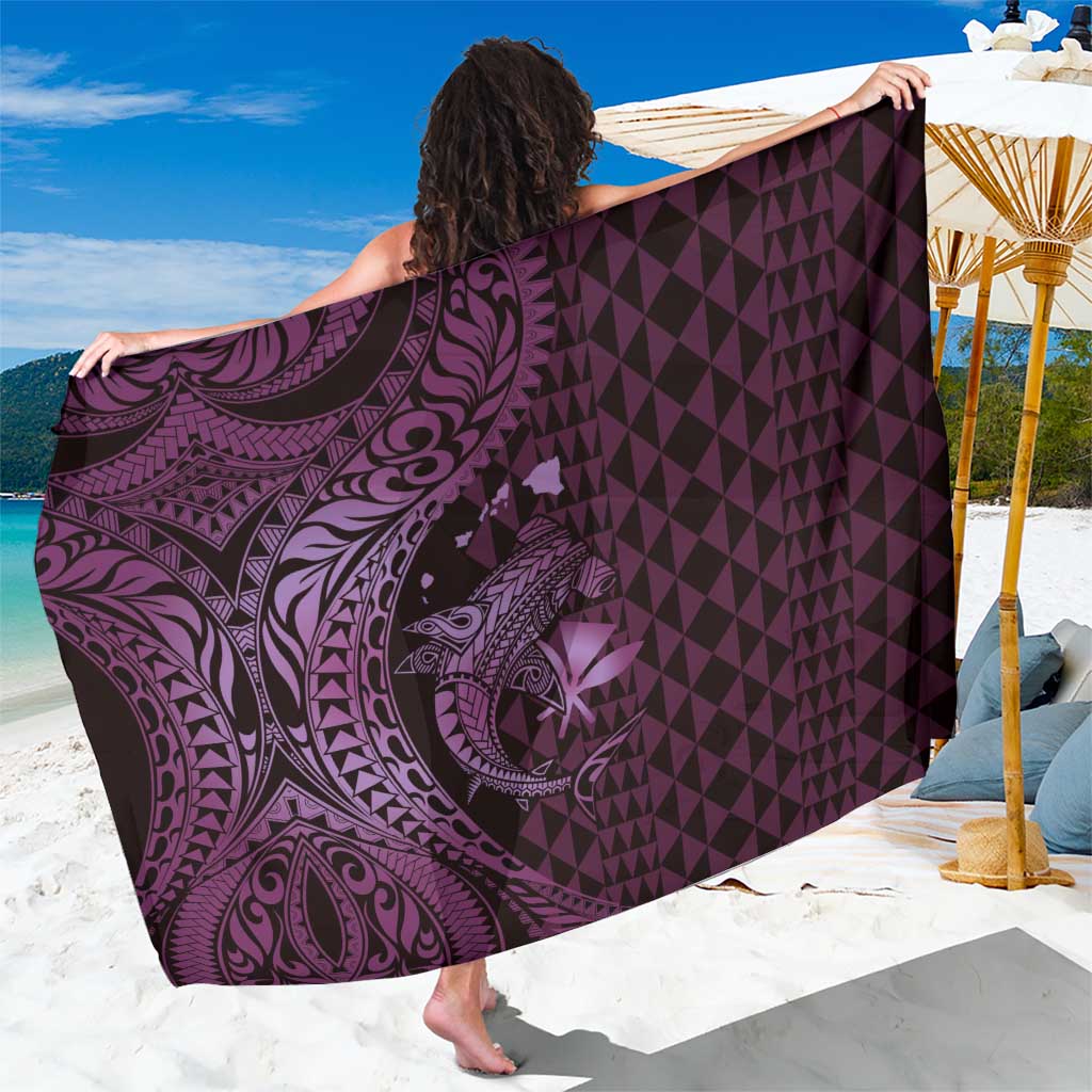 Aloha Hawaii Hammerhead Shark Sarong Purple Kakau and Polynesian Tattoo LT03