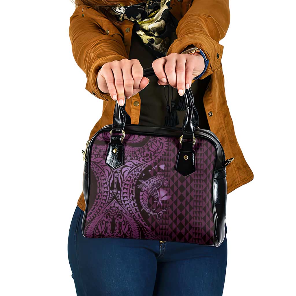 Aloha Hawaii Hammerhead Shark Shoulder Handbag Purple Kakau and Polynesian Tattoo LT03 One Size Purple - Polynesian Pride