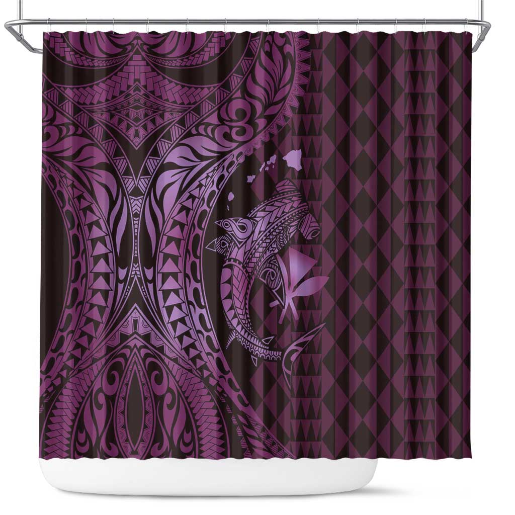 Aloha Hawaii Hammerhead Shark Shower Curtain Purple Kakau and Polynesian Tattoo LT03 Purple - Polynesian Pride