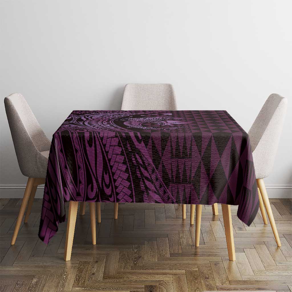 Aloha Hawaii Hammerhead Shark Tablecloth Purple Kakau and Polynesian Tattoo LT03