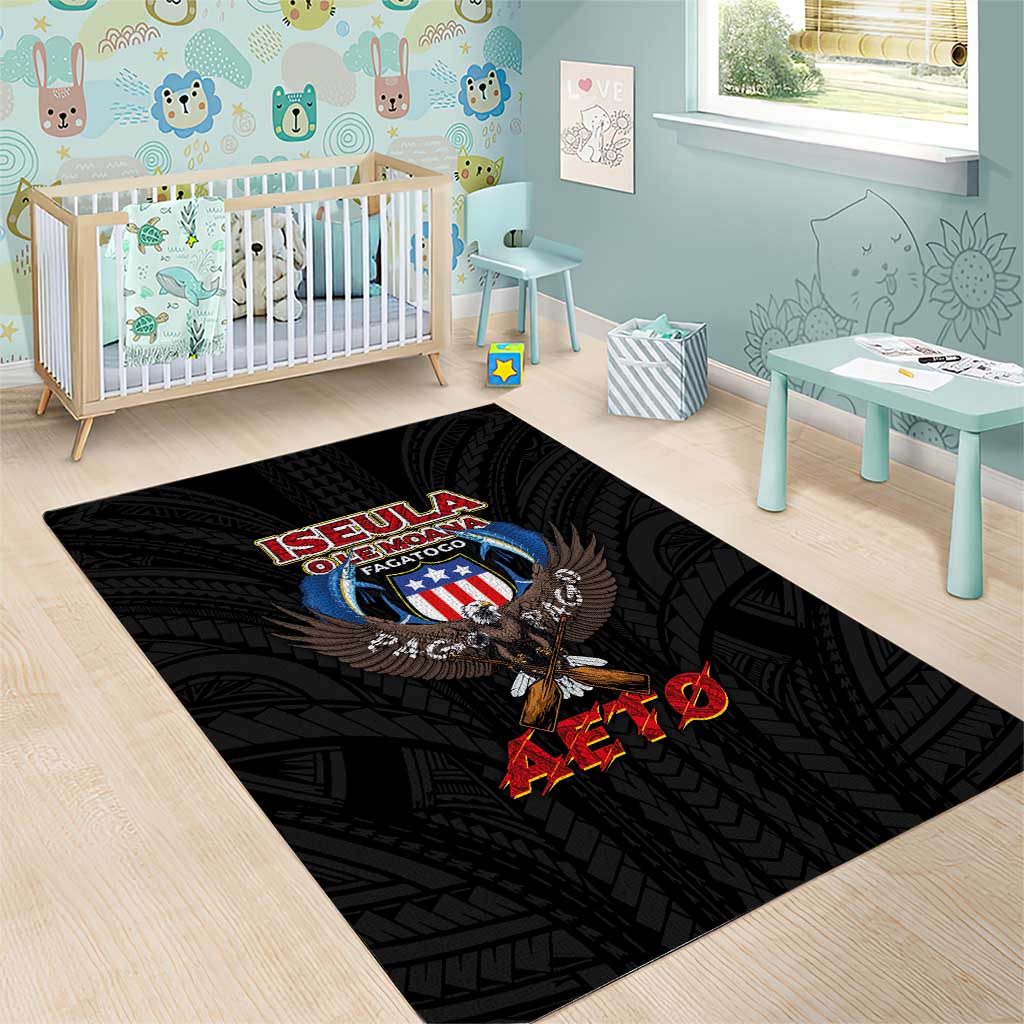 American Samoa Fautasi Area Rug Pago Pago Aeto and Iseula o le Moana of Fagatogo Black Color - Polynesian Pride