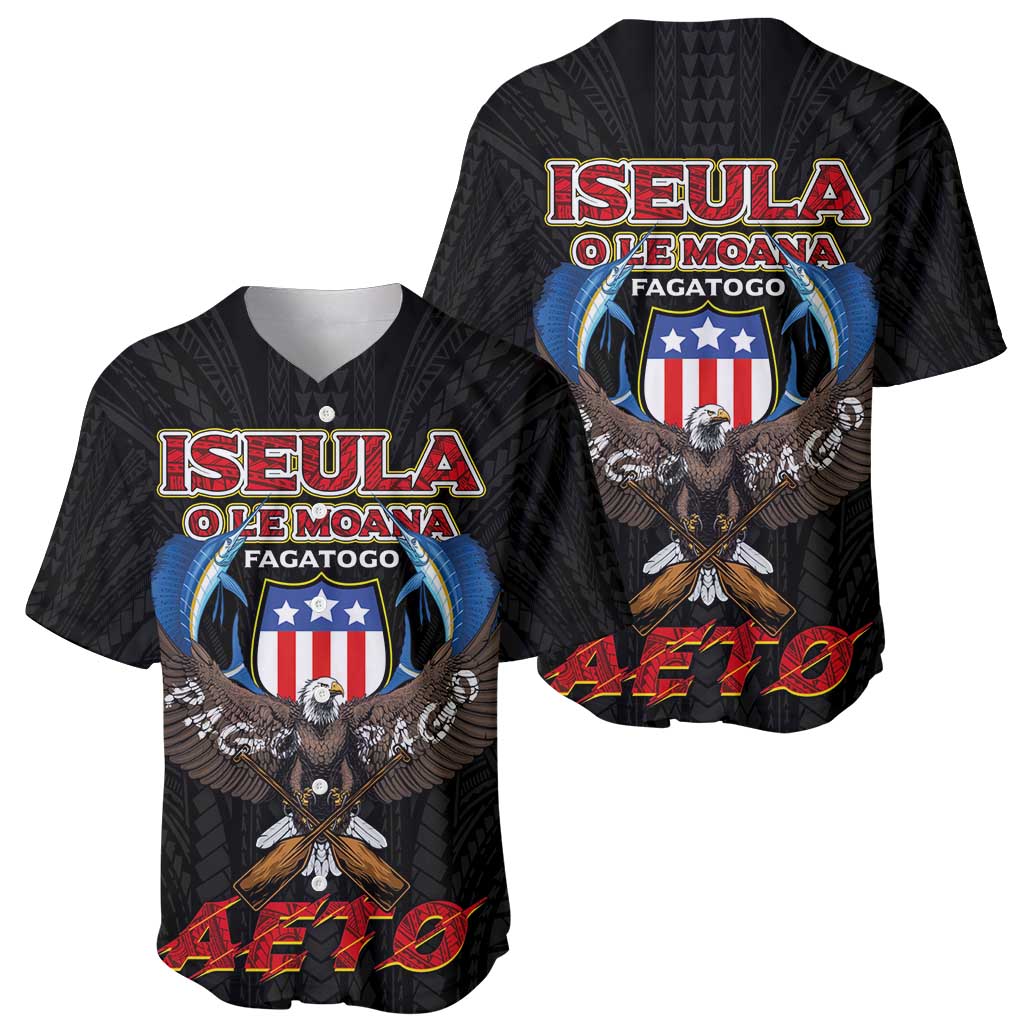 American Samoa Fautasi Baseball Jersey Pago Pago Aeto and Iseula o le Moana of Fagatogo Black Color - Polynesian Pride