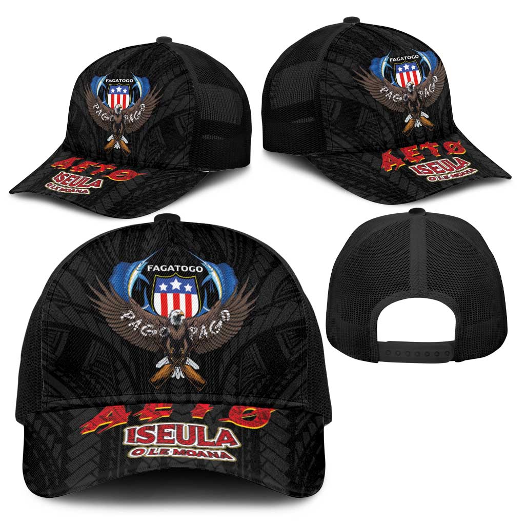 American Samoa Fautasi Baseball Net Cap Pago Pago Aeto and Iseula o le Moana of Fagatogo Black Color - Polynesian Pride