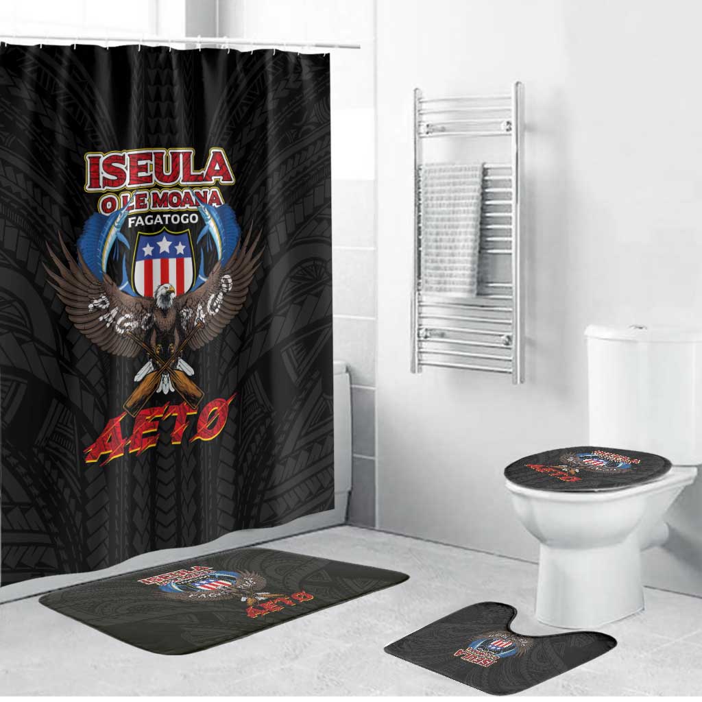 American Samoa Fautasi Bathroom Set Pago Pago Aeto and Iseula o le Moana of Fagatogo Black Color - Polynesian Pride
