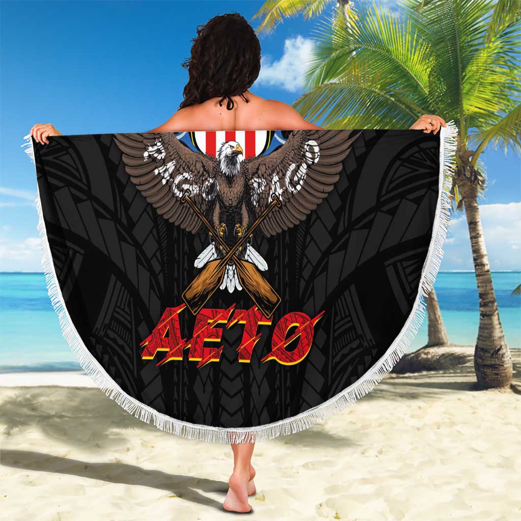 American Samoa Fautasi Beach Blanket Pago Pago Aeto and Iseula o le Moana of Fagatogo Black Color - Polynesian Pride