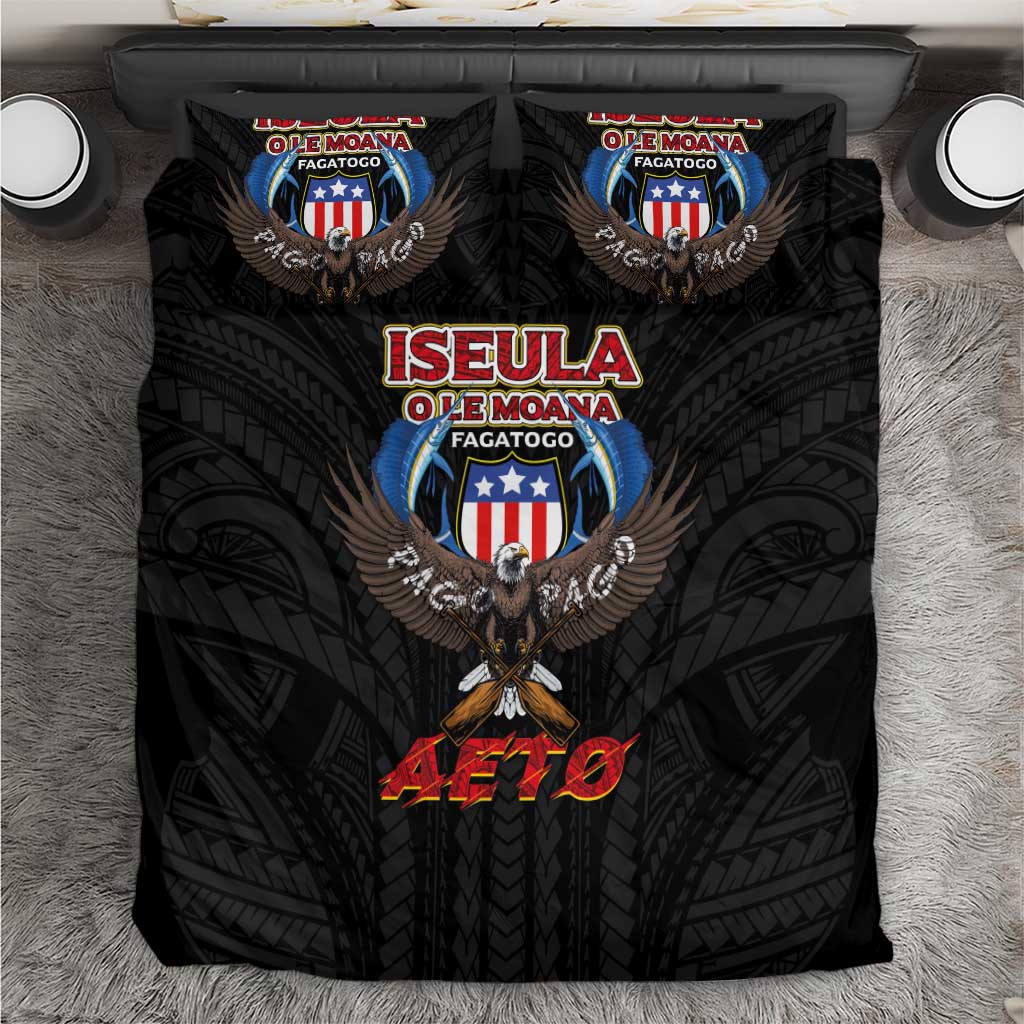 American Samoa Fautasi Bedding Set Pago Pago Aeto and Iseula o le Moana of Fagatogo Black Color - Polynesian Pride