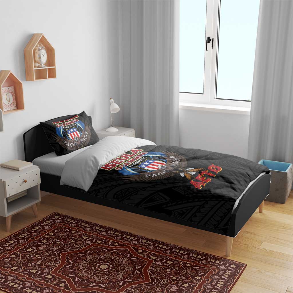American Samoa Fautasi Bedding Set Pago Pago Aeto and Iseula o le Moana of Fagatogo Black Color - Polynesian Pride