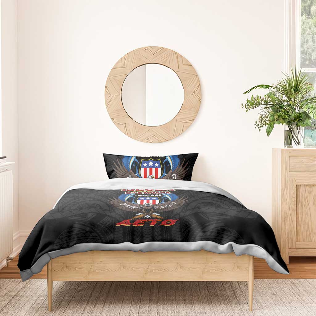 American Samoa Fautasi Bedding Set Pago Pago Aeto and Iseula o le Moana of Fagatogo Black Color - Polynesian Pride