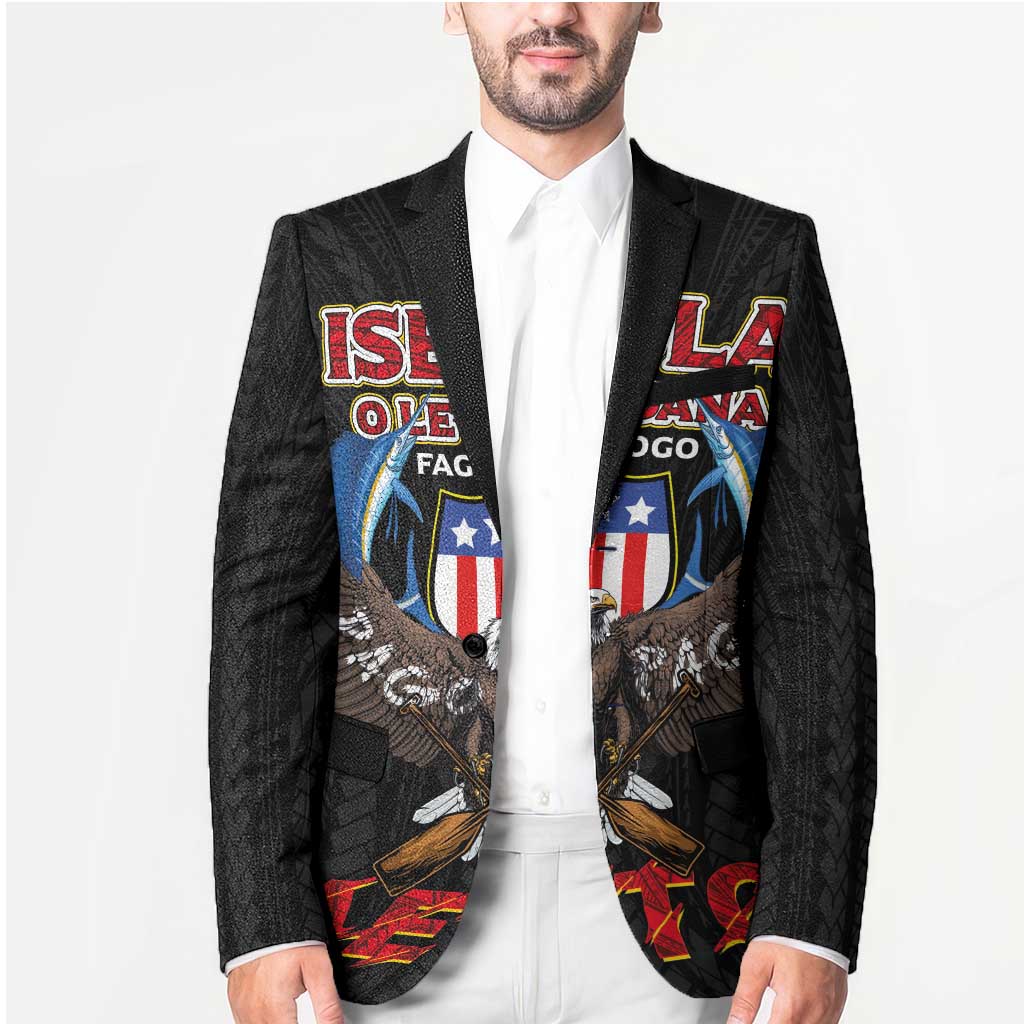 American Samoa Fautasi Blazer Pago Pago Aeto and Iseula o le Moana of Fagatogo Black Color - Polynesian Pride